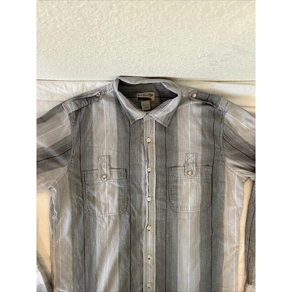 "Rare Vintage" Brand Men's Western Rodeo Shirt Grey Stripe Pearl Snaps Sz Large - Picture 6 of 12